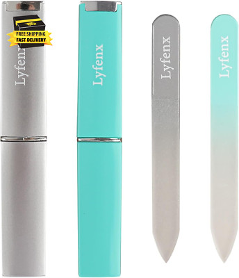 2-Pack Mini Glass Nail File with Case for Natural Nails,2Mm Thickness Elegant Cr