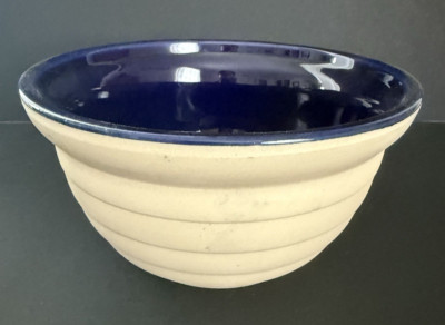 Vintage Dean & DeLuca Stoneware Mixing Bowl Cobalt Blue Glazed Interior