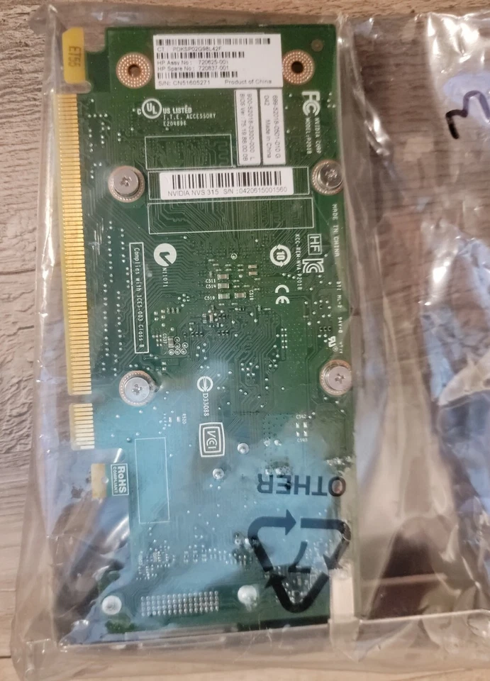 HP NVIDIA Quadro NVS 315 1GB DDR3 PCI-e x16 DMS-59 Video Card 720625-001 New - Image 3 of 4