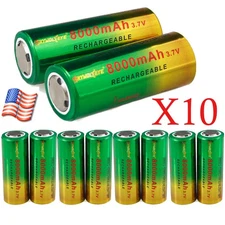 10pcs Skywolfeye 26650 Battery 3.7V Rechargeable Batteries Cell