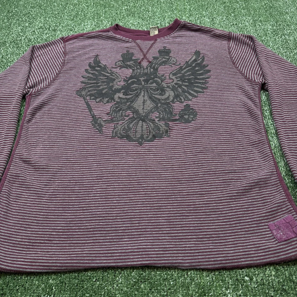 Vintage Y2K DeCoded Graphic T Shirt Men's Size XL Red Long Sleeve Stripe Gothic - Image 3 of 4