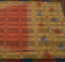 Sushila Vintage Indian Saree 100 Pure Crepe Silk Printed Floral Soft Fabric