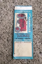 VINTAGE MATCHBOOK FLAT FARMALL FARMALLS TRACTORS McCORMICK DEERING FIELD ABILITY