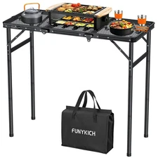 3ft Folding Grill Table for Outside 35.4''x15.7'', Max Height 29.4'' Portable...