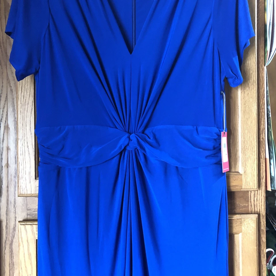 Mono para mujer Vince Camuto Twist Front Jersey pierna ancha azul talla grande 1X nuevo con etiquetas Foto 3 de 4