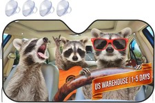 Begarm Three Funny Raccoons Animals Windshield Sun Shade for Car SUV Truck 51"