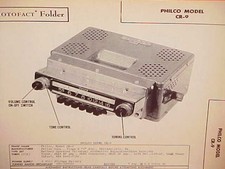 1948 Philco Auto Car Radio Service Manual Model Cr-9 Chevrolet Ford Chrysler