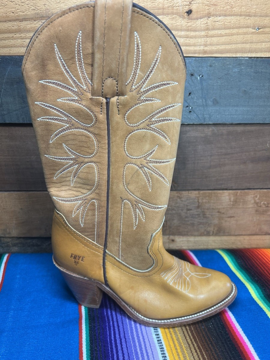 Vintage🔥 FRYE Sz 5.5 B Brown Leather Cowgirl Boots 6182
