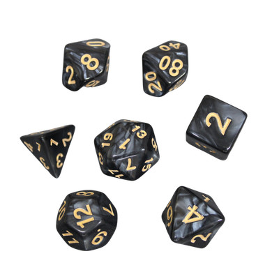 Smoky Black Marbled DND Würfelset, 7-teiliges Würfelset, Rollenspiel Würfel mit 