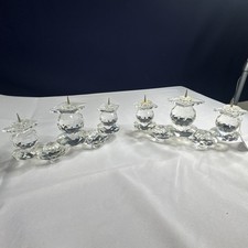 Pair Of Swarovski Crystal Triple Candlestick Candle Holder Art 7600