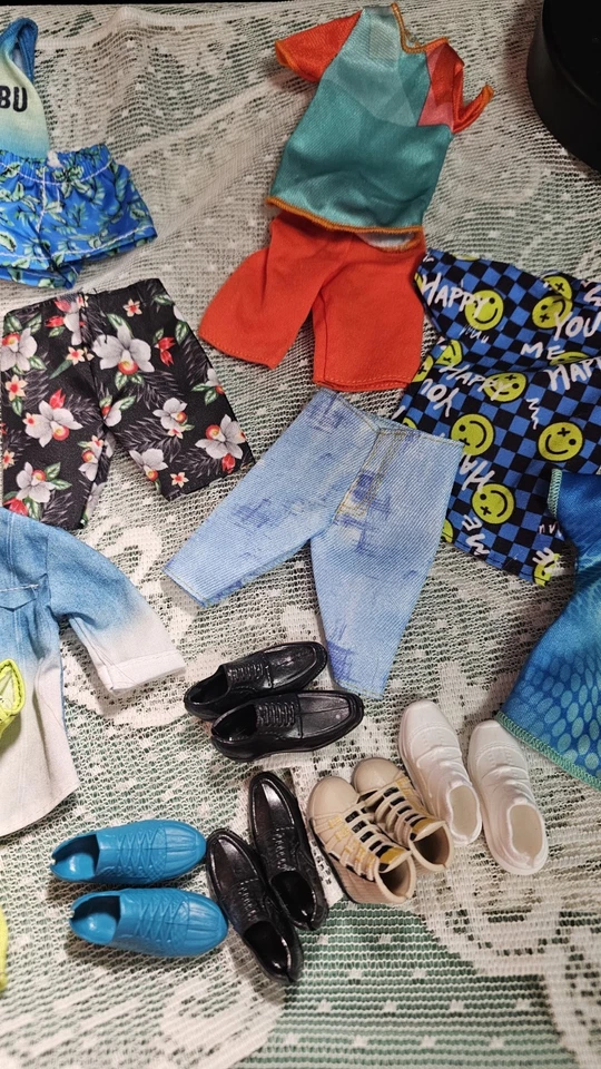 Ken Doll Clothes & Shoes Lot 18 Pieces + Shoes- No Tags – Casual & Beach Outfits - Image 4 of 4