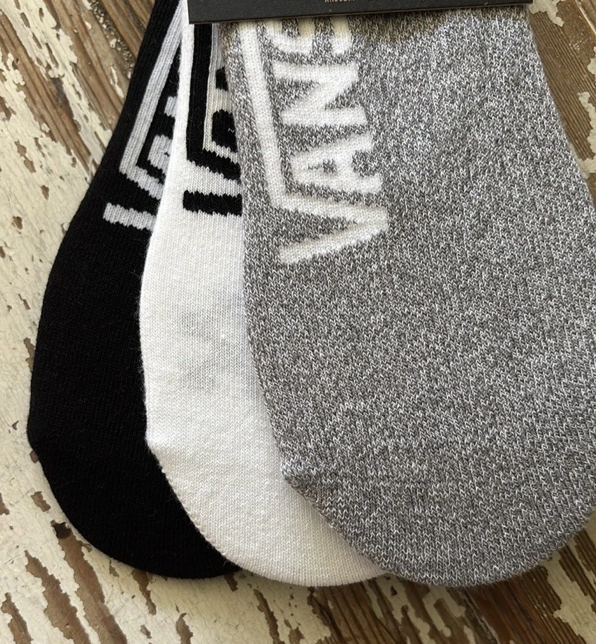 Vans Socks Women 6.5-10 Liner Checkered 3 Pack - No Show Black Grey White - Image 4 of 4