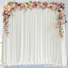 Ivory Backdrop Curtain for Wedding Parties 10x8FT Wedding Curtains Backdrop D...