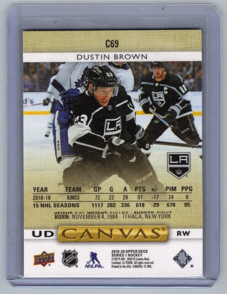 2019-20 Upper Deck #C69 Dustin Brown UD Canvas - Image 2 of 2