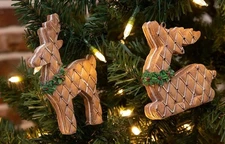 The Christmas Shoppe Patterned Gingerbread Reindeer Duo Christmas Ornament 5.13"