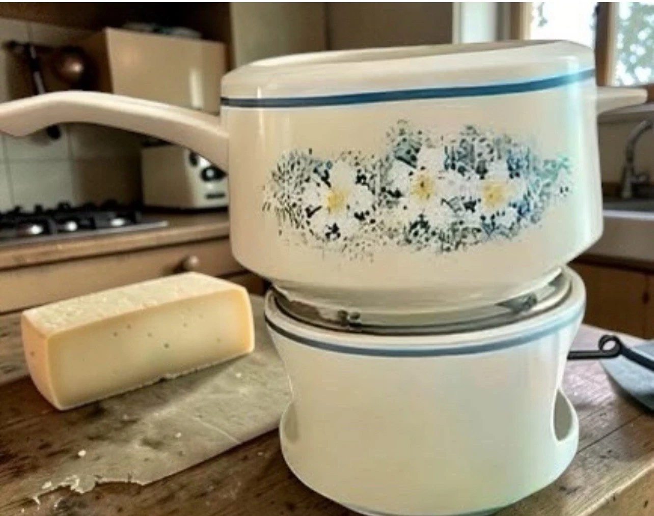 Vintage Lenox Temper-Ware Dewdrops Fondue Set with Warmer Base USA 1970s