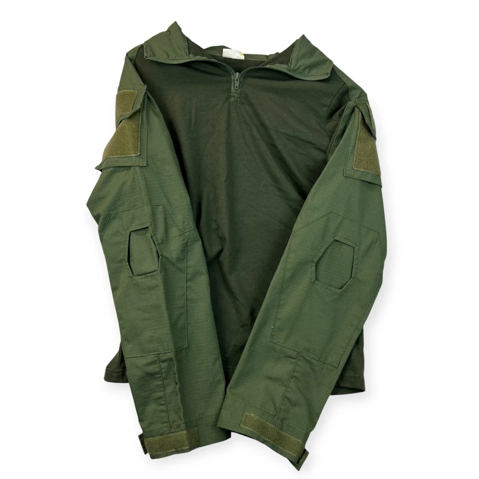 Camisa táctica de manga larga para hombre grande regular militar combate verde ejército 1/4 cremallera OD Foto 3 de 4