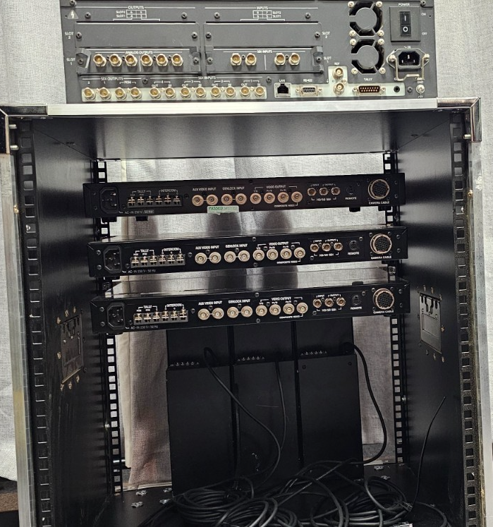 BROADCAST RACK PANASONIC SWITCHER AV-HS400A + JVC 3xRC UNIT RM-HP250 ...