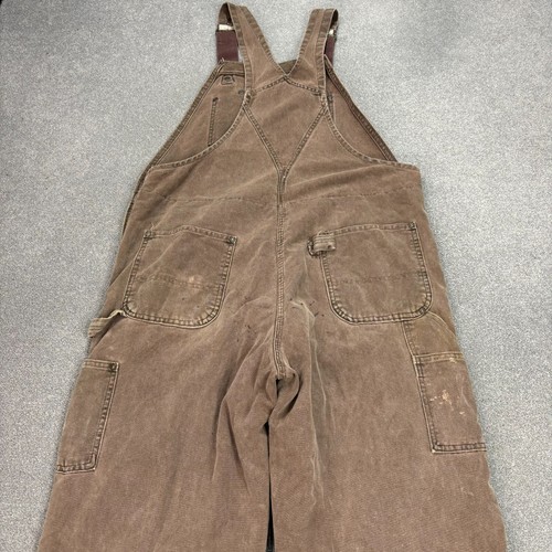 Carhartt Dungarees Adult 38x32 Brown Overalls Quilted Duck Bib Double Knee Mens - Picture 10 of 12