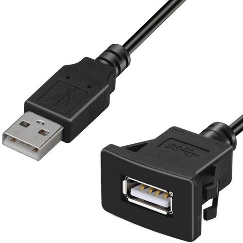 1 m USB 2.0 A Male to USB A Female Car Dashboard Flush Mount Extension Cable - Picture 6 of 11