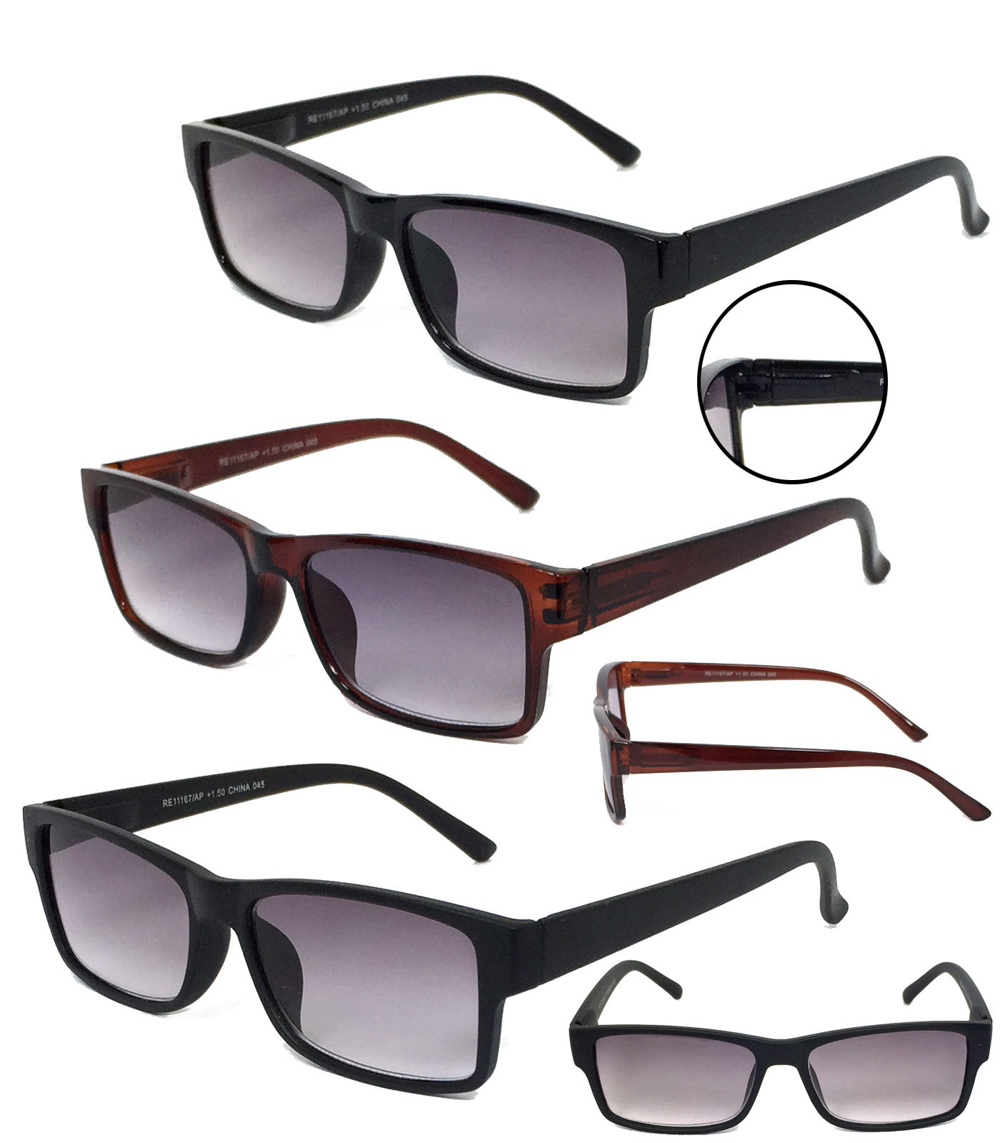 2 Pairs Combo Premium Quality Tinted Sun Readers Reading Glasses