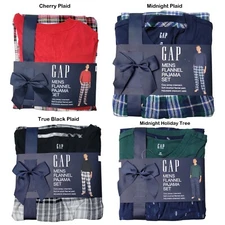 Gap Men's Flannel Cozy Crewneck Long Sleeve Drawcord Pajama Set