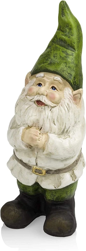 Alpine Garden Patio Gnome Statue Folding Hands Green Hat Medium - Image 4 of 4
