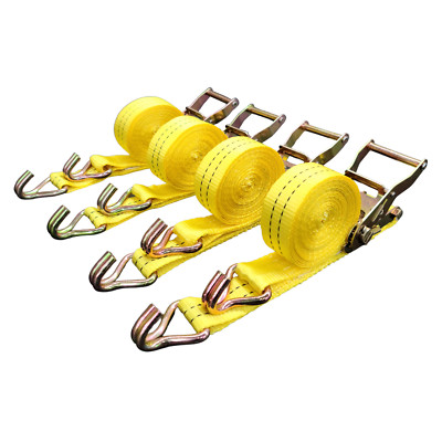 4 Pc 1.5'' inch x 15' Ft Ratchet Tie Down Cargo Straps J Hooks 4 pack