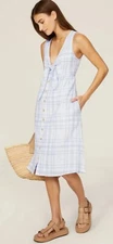 Love, Whit By Whitney Port HOT ITEM! Blue Plaid Tie Front Dress. Sz Md. R2S!! 