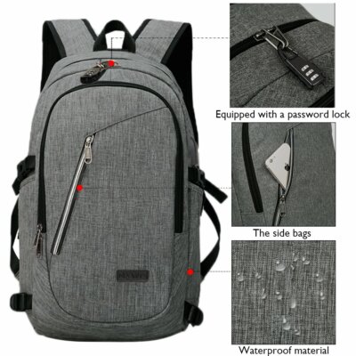 Travel Laptop Backpack Water Resistant Anti-Theft with USB Charging Port |  eBay