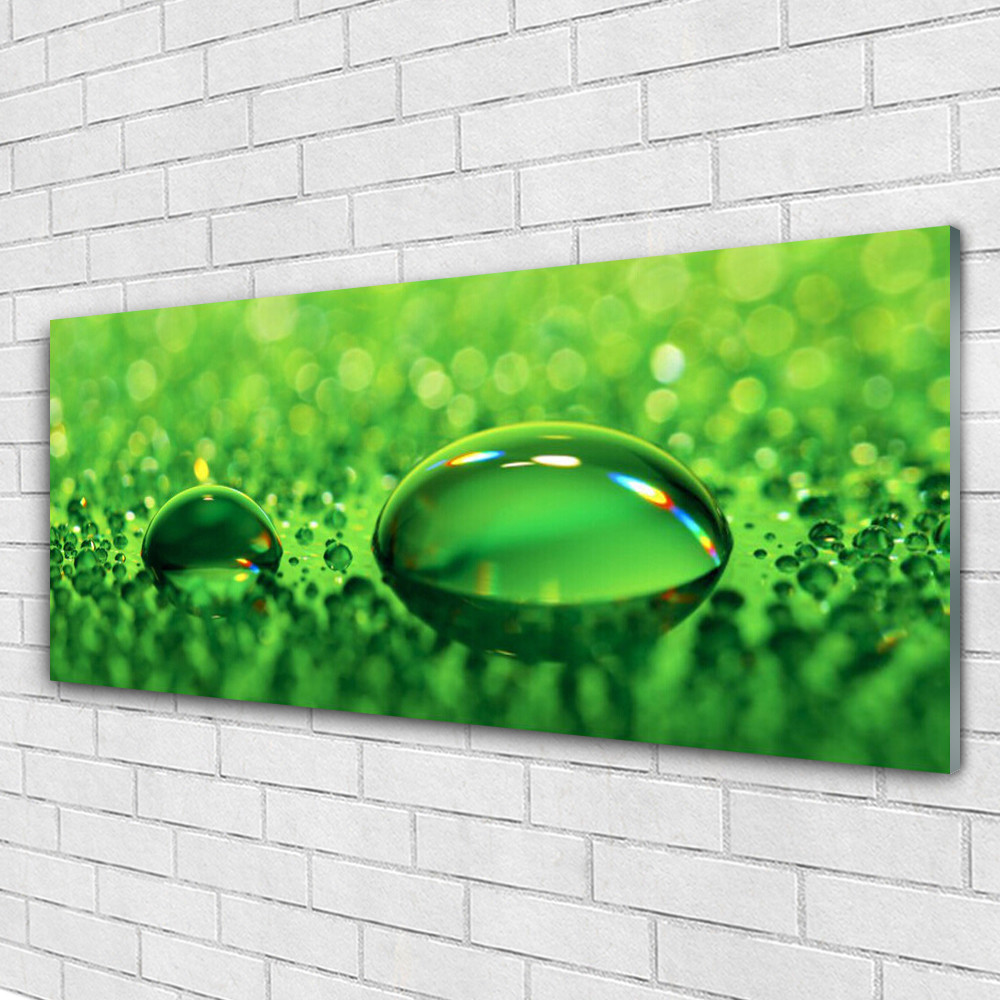 Tableau en verre acrylique 125x50 cm : motif de gouttes d'eau HD