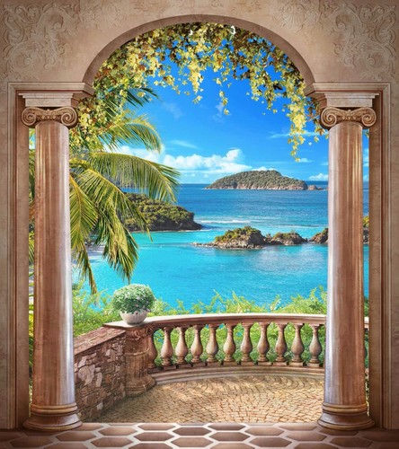 3D Sea Tree Verandah 95 WallPaper Bathroom Print Decal Wall Deco AJ WALLPAPER UK - Picture 3 of 6