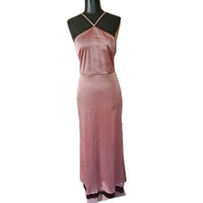 NWOT Shein Womens Pink Sleeveless Halter Full Length Maxi Dress Size L