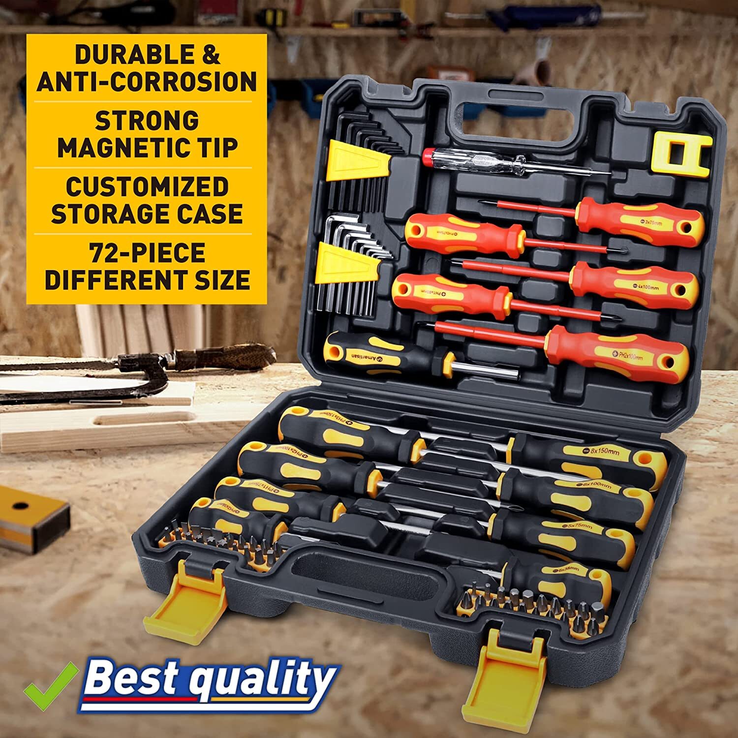 Screwdrivers Set with Case Amartisan 72piece Includs Slotted Phillips eBay