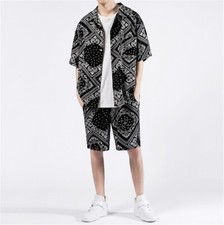 Mens Summer Outfit 2-Piece Set Short Sleeve T-Shirts and Shorts Sweatsuit Set