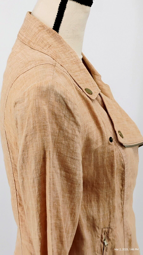 NEW Lou & Grey Women’s Moto Jacket 100% Linen Lightweight Blush Peach Small - Picture 14 of 22