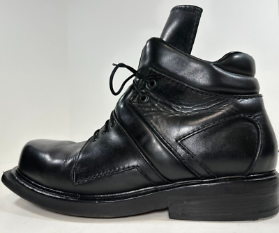 VINTAGE 90'S DIRK BIKKEMBERGS BLACK LEATHER PADDED LACE-UP BOOTS