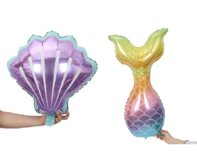 Mermaid Tail Shell Balloon Birthday Party Decoration Helium/Air Huge 2pcs