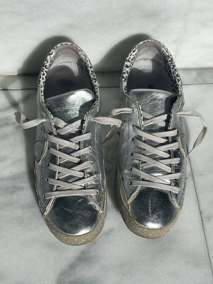 Sneakers argento con glitter Philippe Model - Immagine 3 di 4