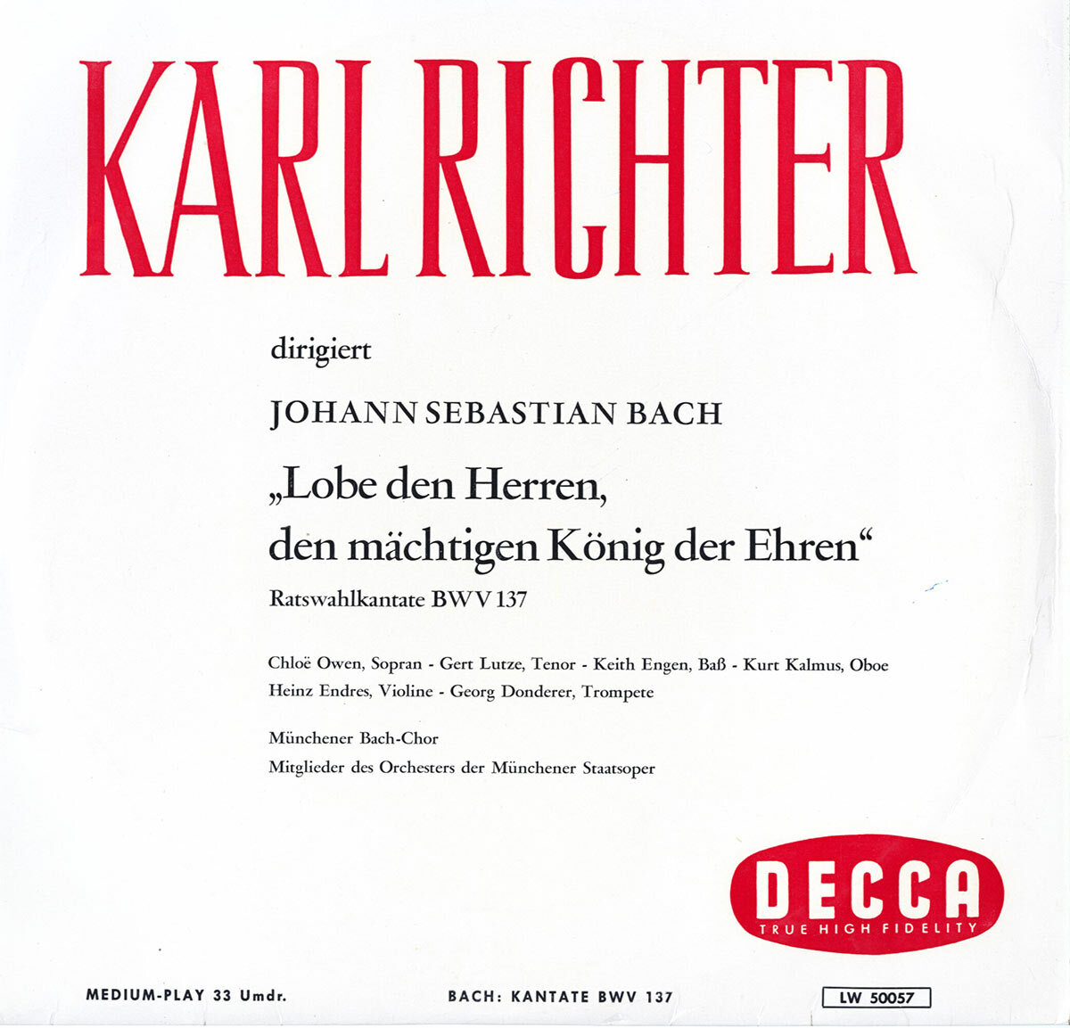BACH Cantata B.137 KARL RICHTER Munich OO OWEN LUTZE ENGEN
