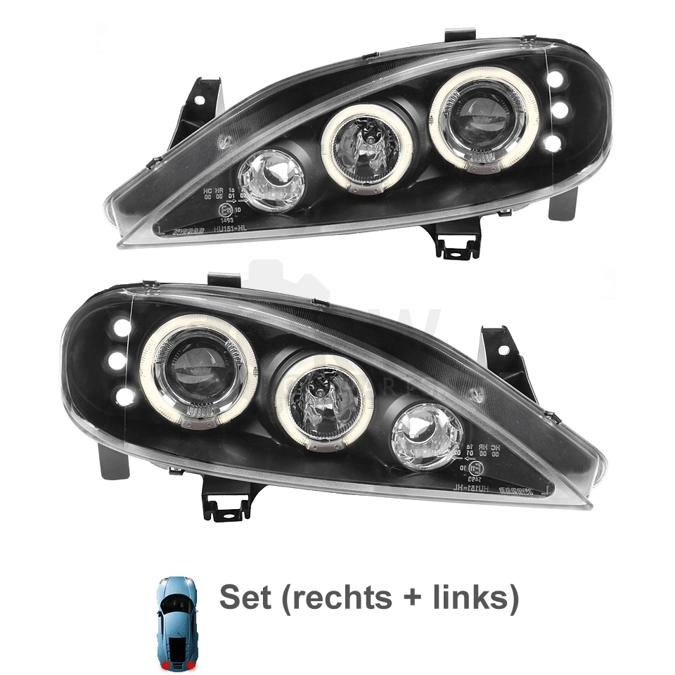 Scheinwerfer Set für Renault Megane I 1 99-02 Facelift klar/schwarz Angel Eyes - Bild 3 von 4