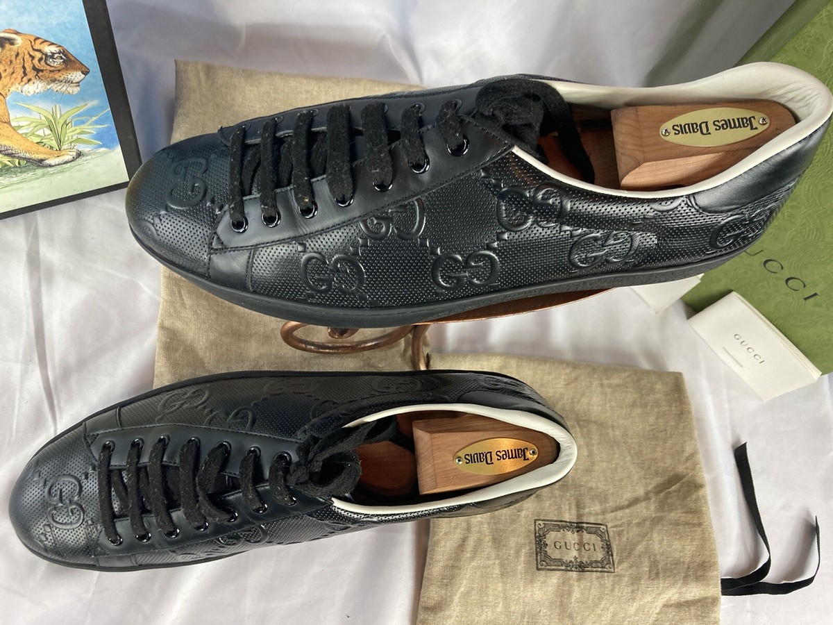 Gucci Ace GG Embossed Black Sneakers | eBay