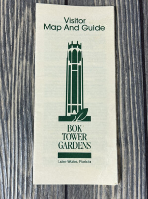 Vintage Visitor Map And Guide Box Tower Gardens Brochure Lake Wales Florida