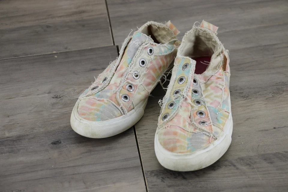 Zapatos Mocasines Blowfish Mujer Talla 6 Pull On Tie Dye Estampado Rosa Pastel Azul Foto 2 de 4