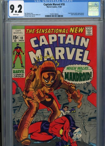 CAPTAIN MARVEL #18 HI GRADE 9.2 WHITE PAGES CGC BUSCEMA ART KANE COVER AND ART