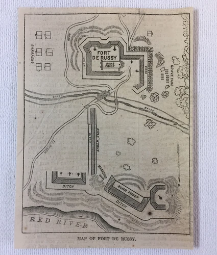 1864 magazine engraving~ MAP OF FORT DE RUSSY