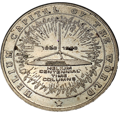 1968 CITY OF AMARILLO, TEXAS MEDAL-HELIUM CAPITAL-MS-32mm-FREE USA 