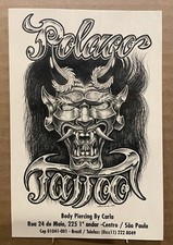 vintage POLACO TATTOO SHOP STICKER 3.5 x 5.5" UNUSED sao paulo BRAZIL