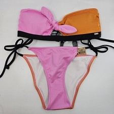 Victoria's Secret PINK Orange/Pink Padded Bikini Set XS - NWT