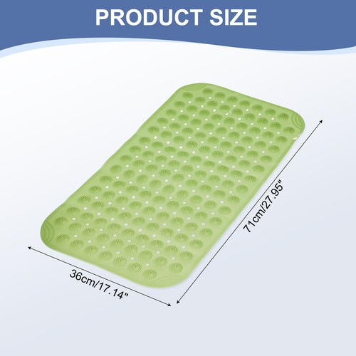 27.95 x 14.17" Non-slip Shower Mat with Suction Cup & Drain Hole, Fresh Green - Picture 2 of 7
